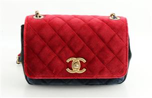 Chanel Private Affair Camellia Flap Bag Quilted Velvet Small - Red